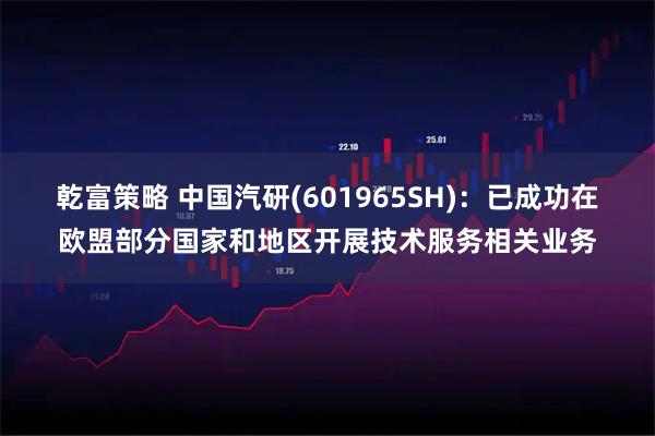 乾富策略 中国汽研(601965SH)：已成功在欧盟部分国家和地区开展技术服务相关业务