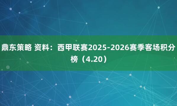 鼎东策略 资料：西甲联赛2025-2026赛季客场积分榜（4.20）